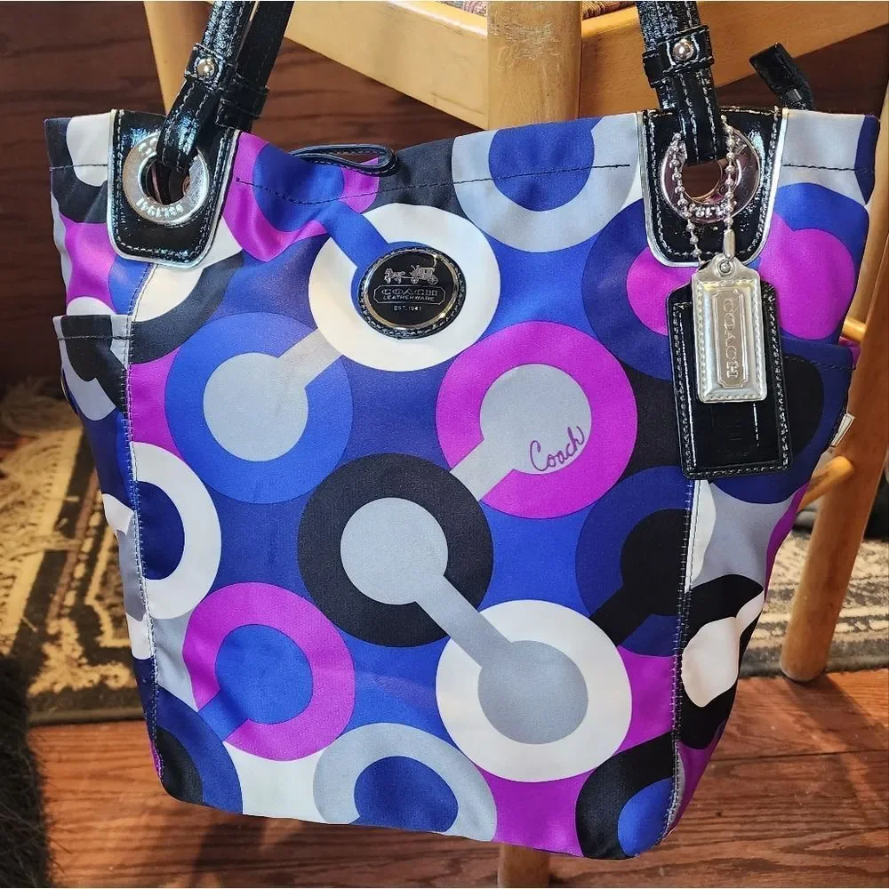 Coach SATIN Colorful Signiture TOTE